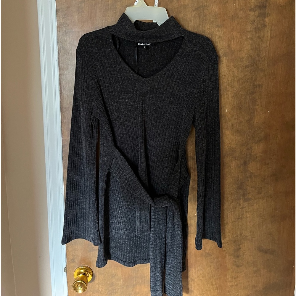 Womens Dark Grey Cut out turtleneck